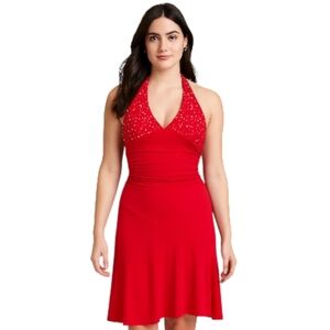 Ruby Rox Y2K Red Embellished Halter Dress Size Small Party Cocktail Glam Club